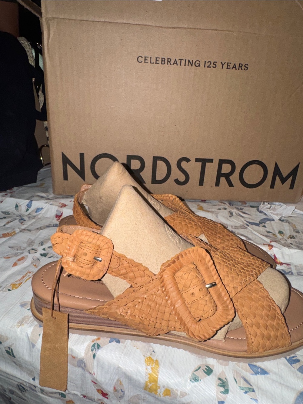 House of Harlow 1960 Woven Buckle Slingback Sandals - Tan Genuine Leather